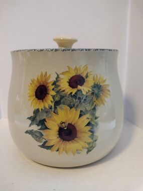 Casey Pottery Sunflower Ceramic Canister - Yellow Sunflower Decorative Jar